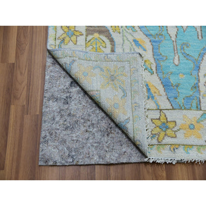 10'4"X14' Snow Ivory Bidjar Garhus Design Hand Knotted Natural Wool Rug