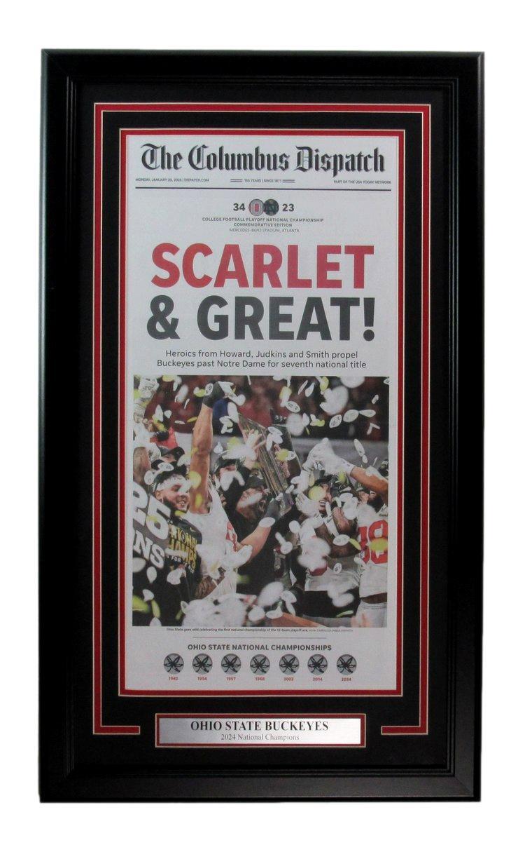 The Columbus Dispatch 2024 Ohio State National Champs Framed Newspaper 195364