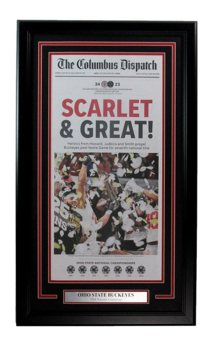 The Columbus Dispatch 2024 Ohio State National Champs Framed Newspaper 195364