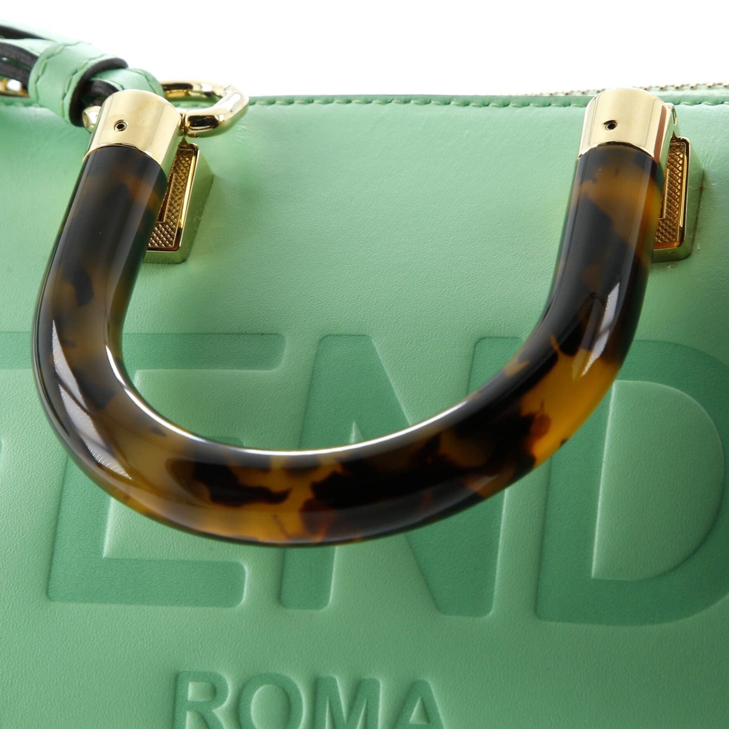 Fendi Logo By The Way Top Handle Bag Embossed Leather Mini