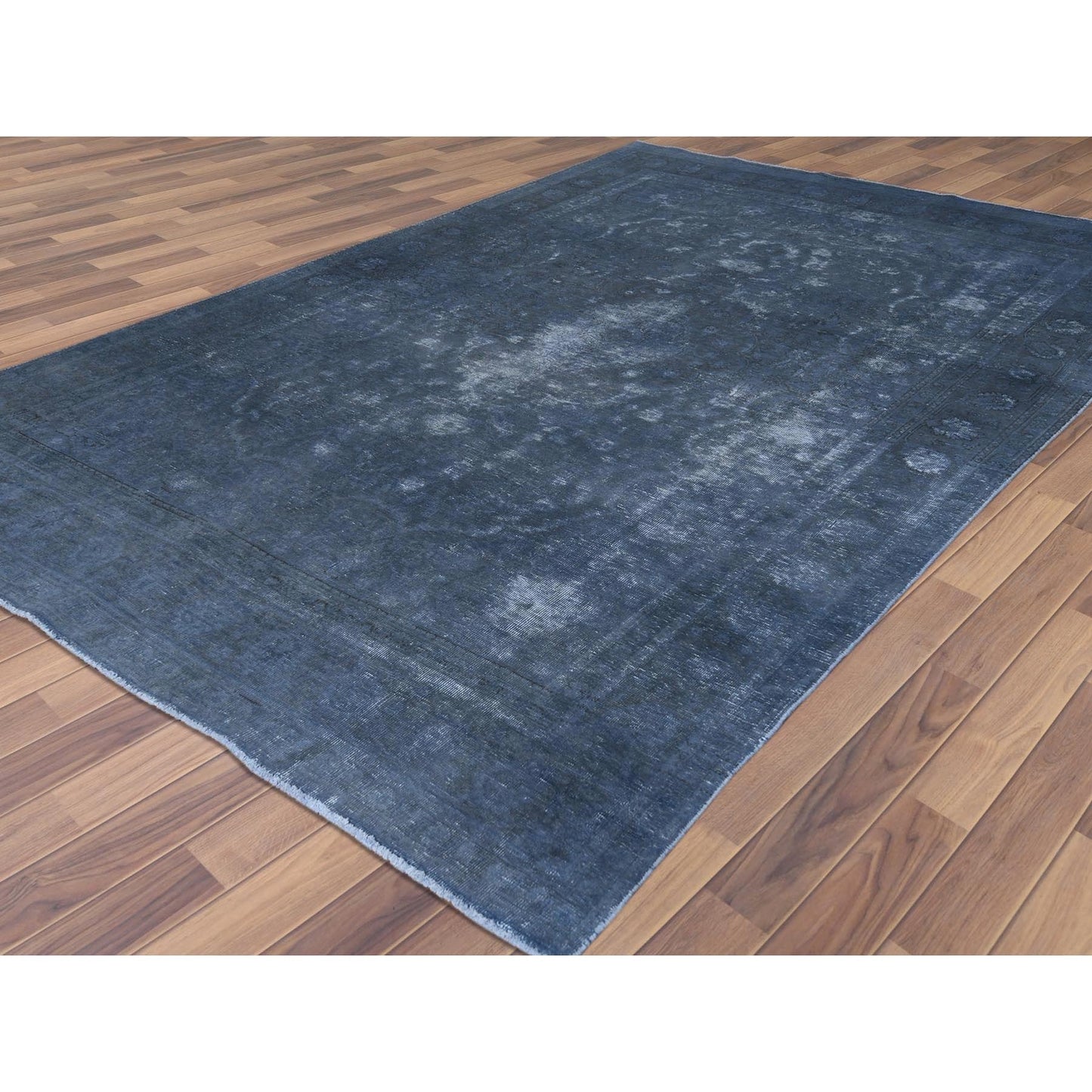 7'2"X10'4" Wool Hand Knotted Gray Vintage Overdyed Farsian Tabrez Rug