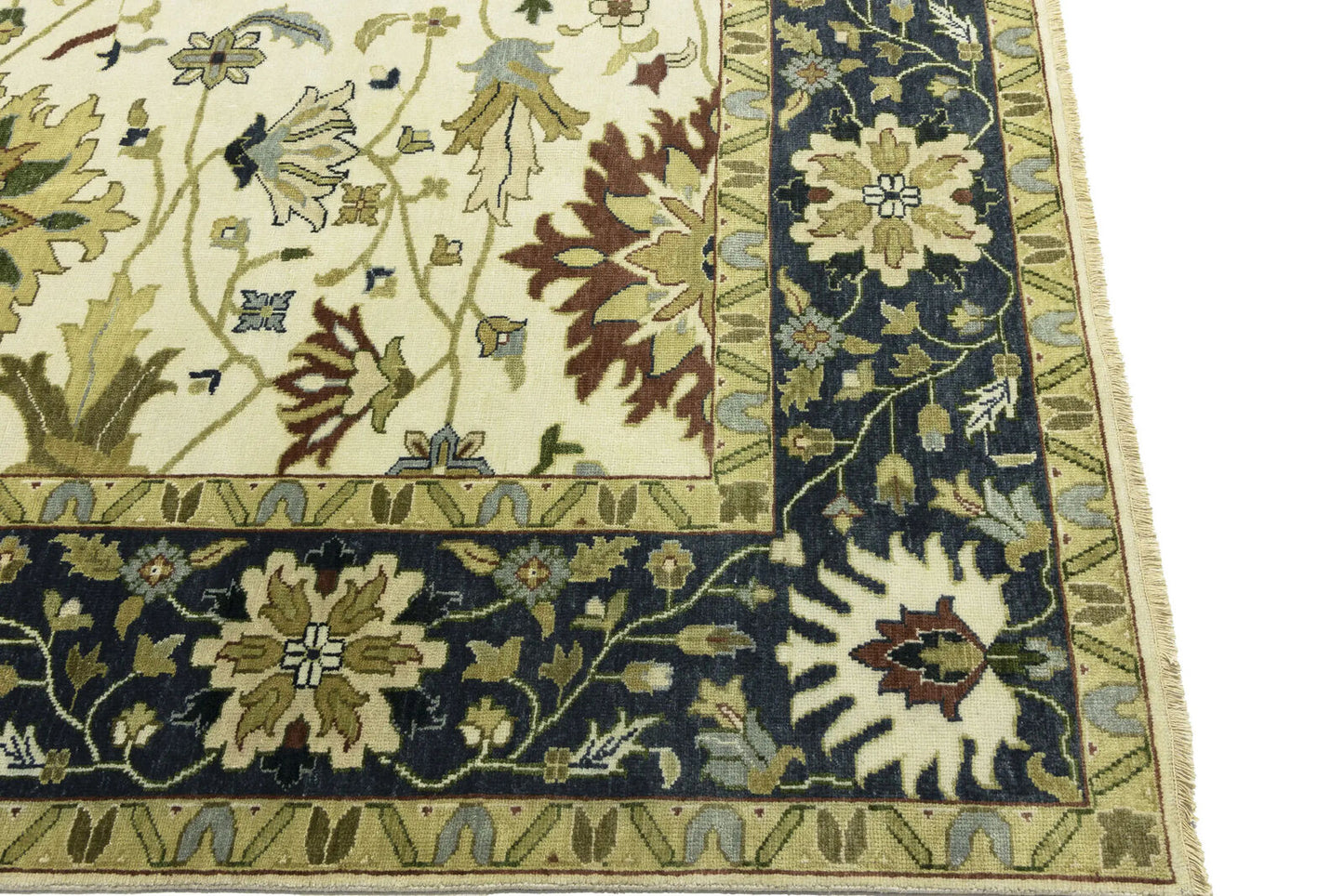 10X10 Ft Square Handmade Cream Floral Chobi