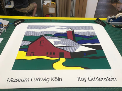 Roy Lichtenstein Red Barn Ii (Lg) " Serigraph Pop Art Green, Red