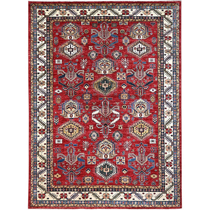 8'8"X11'10" Heirloom Red Hand Knotted Pure Wool Super Kazak Oriental Rug