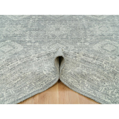 9'X12' Cloudy Gray Karajeh Design 100% Wool Hand Loomed Oriental Rug