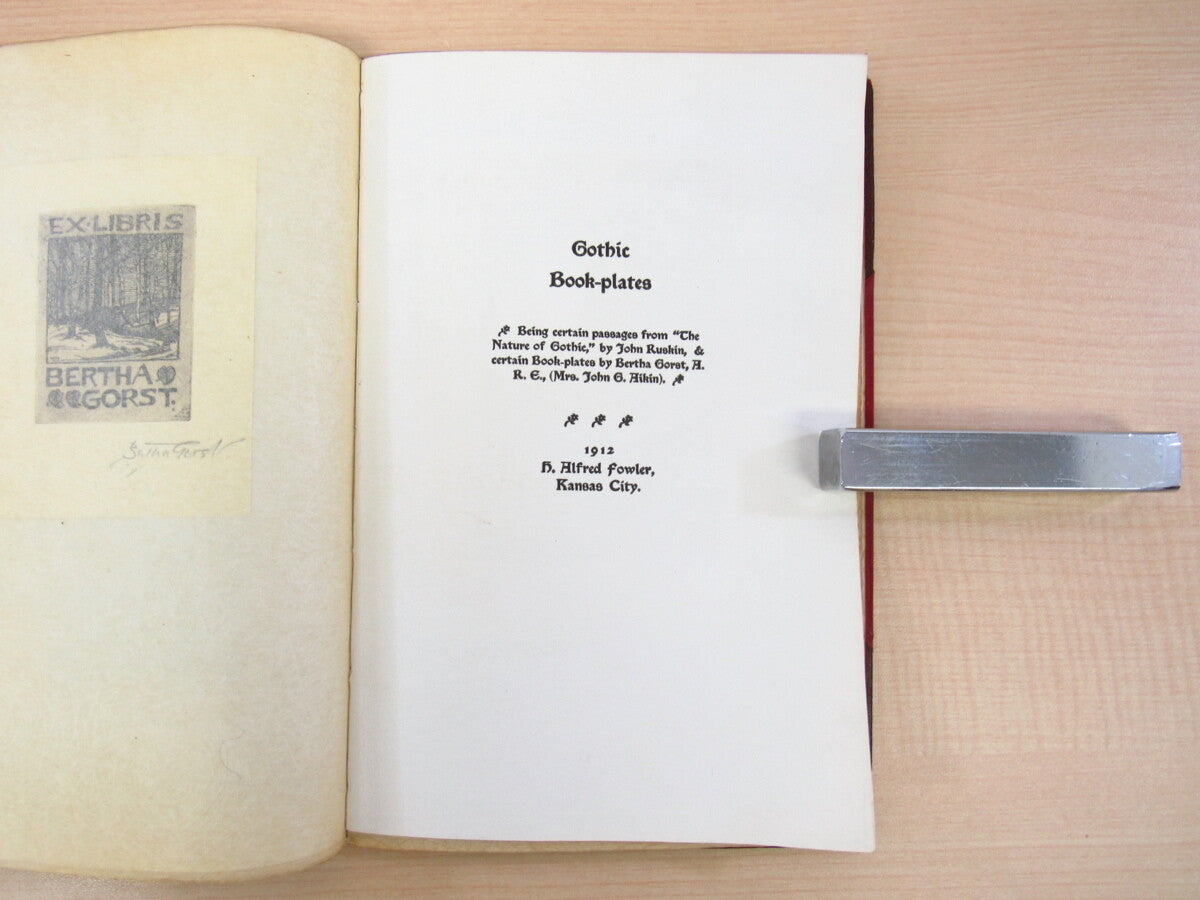 John Ruskin Bertha Gorst Aikin  -Gothic Book-Plates- Limited 3 Rare Book 1912