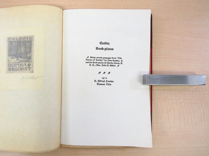 John Ruskin Bertha Gorst Aikin  -Gothic Book-Plates- Limited 3 Rare Book 1912