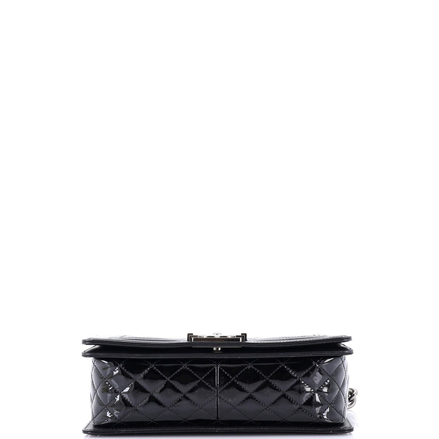 Chanel Boy Flap Bag Chevron Patent Old Medium