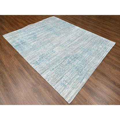 8'3"X10' Gray Hand Loomed Wool And Plant Based Silk Modern Design Rug