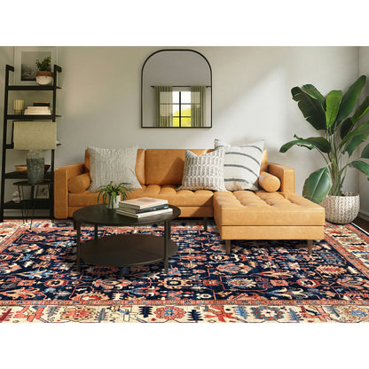 9'2"X11'10" Yale Blue Northwest Zoroastrian Design Wool Hand Knotted Rug
