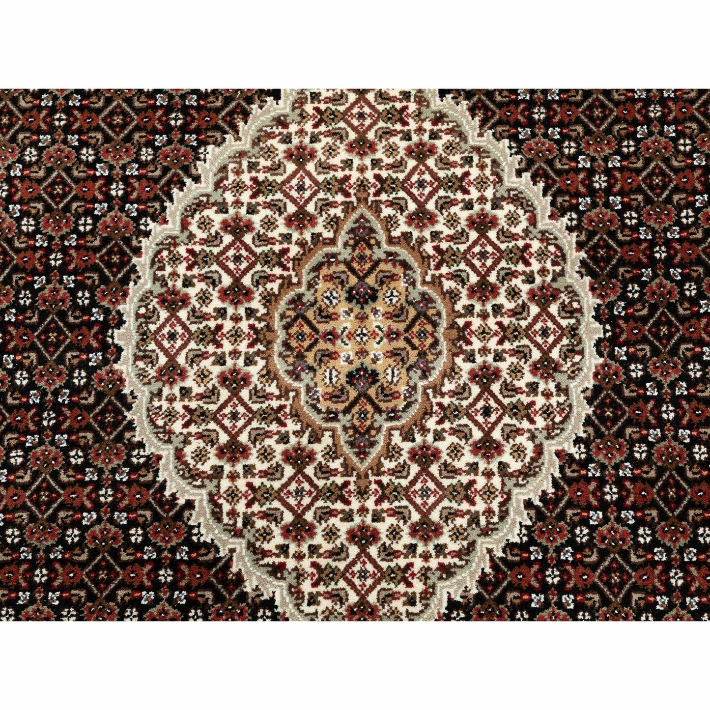 4'X6' Rich Black Tebraz Mahi 250 Kpsi Wool Hand Knotted Rug