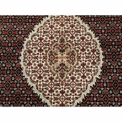 4'X6' Rich Black Tebraz Mahi 250 Kpsi Wool Hand Knotted Rug