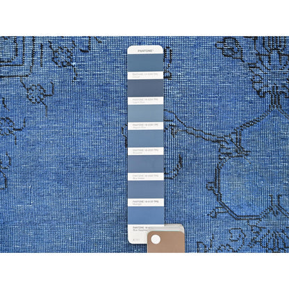 2'2"X6'2" Blue Overdyed Vintage Zoroastrian Hand Knotted Wool Runner Rug