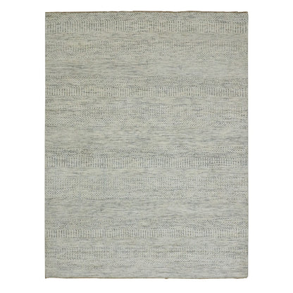 5'4"X7'1" Egret White Hand Knotted Modern Grass Design Wool Oriental Rug