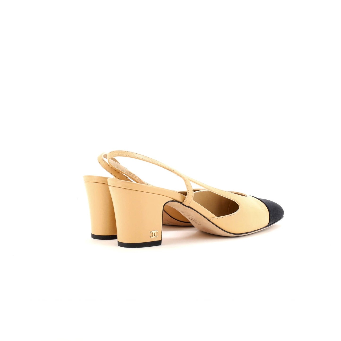 Chanel Womens Cap Toe Slingback Pumps Leather