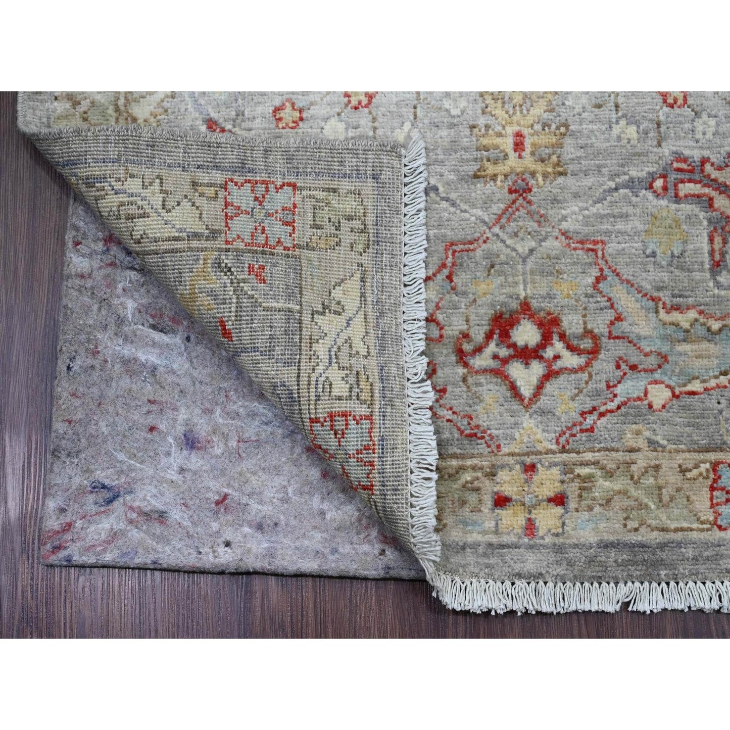 3'1"X15'10" Gray Peshawar Bijar Garus Design Hand Knotted Wool Runner Rug