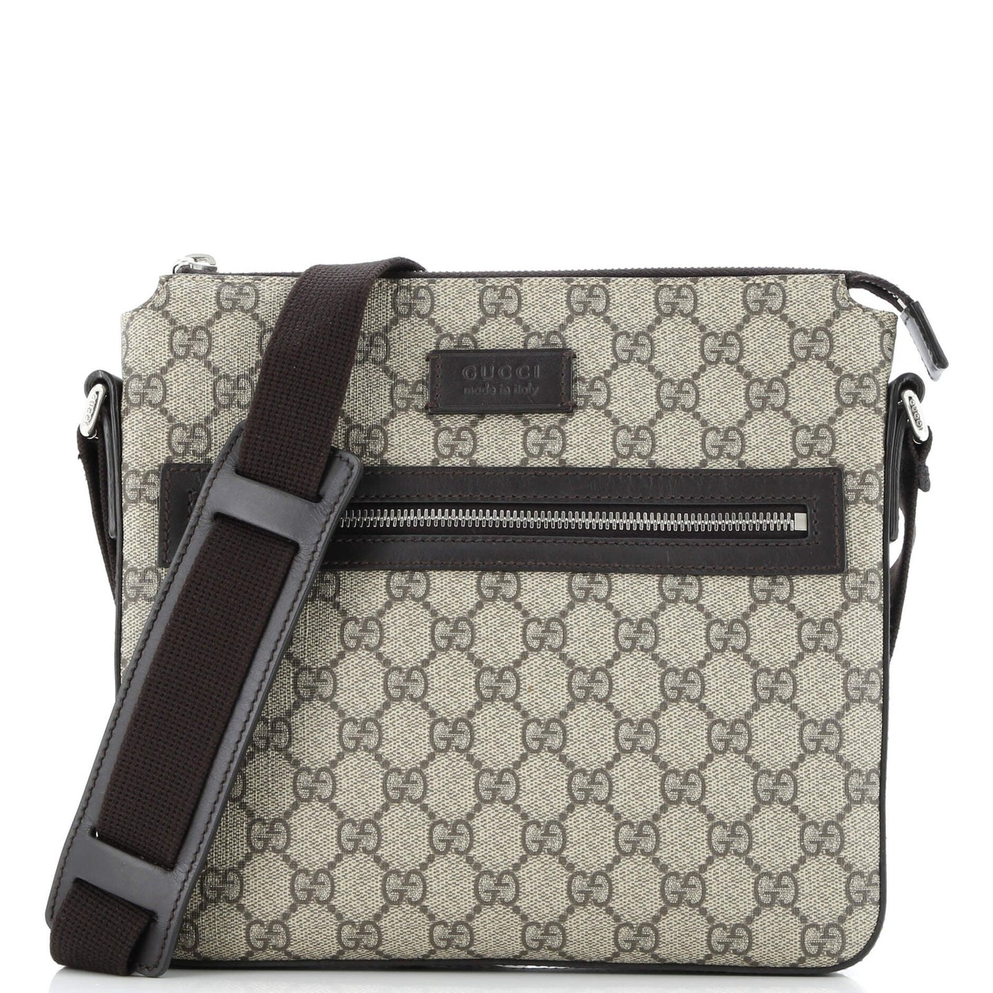 Gucci Front Zip Messenger Gg Coated Canvas Medium