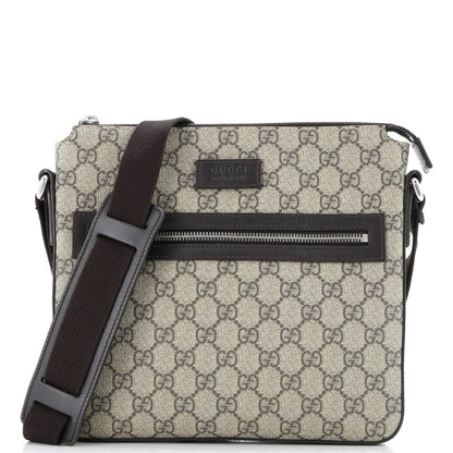 Gucci Front Zip Messenger Gg Coated Canvas Medium