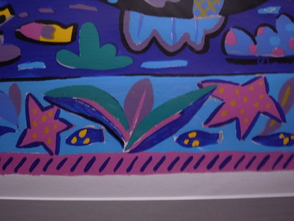 Ken Done "Two Black Fish" Hand Signed Serigraph 23/200 Large Framed Vibrant