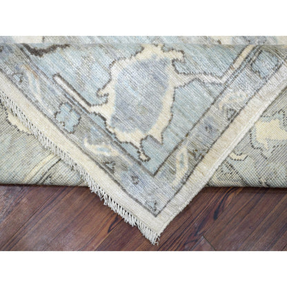 8'X9'9" Ivory Hand Knotted Afghan Angora Oushak Soft Wool Rug