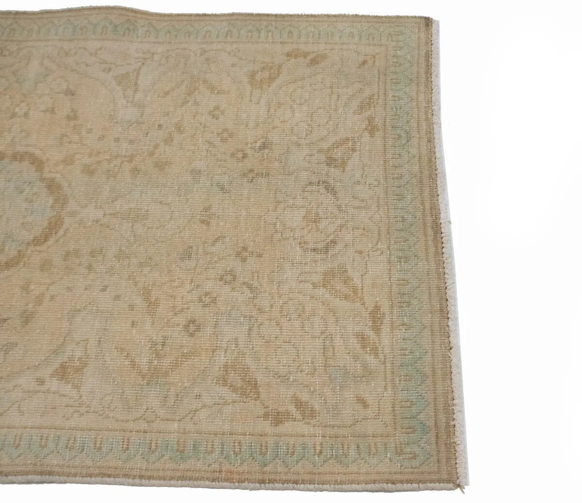 Antique Hand-Knotted Wool Oriental Area Rug Beige