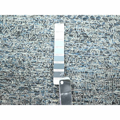 9'1"X12'2" Stone Blue Pre Historic Mamluk Design Hand Knotted Wool Rug