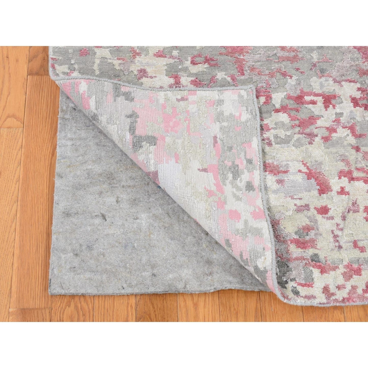 10'X13'9" Ivory Modern Abstract Design Wool And Silk Hand Knotted Rug