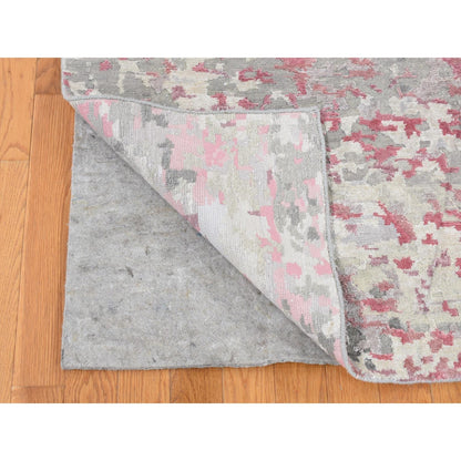 10'X13'9" Ivory Modern Abstract Design Wool And Silk Hand Knotted Rug