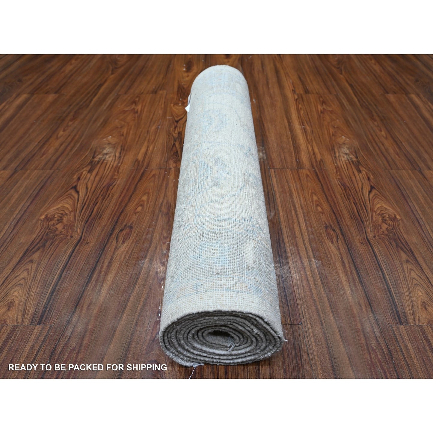 2'8"X12' Ivory Washed Out Peshawar Hand Knotted 100% Wool Runner Rug