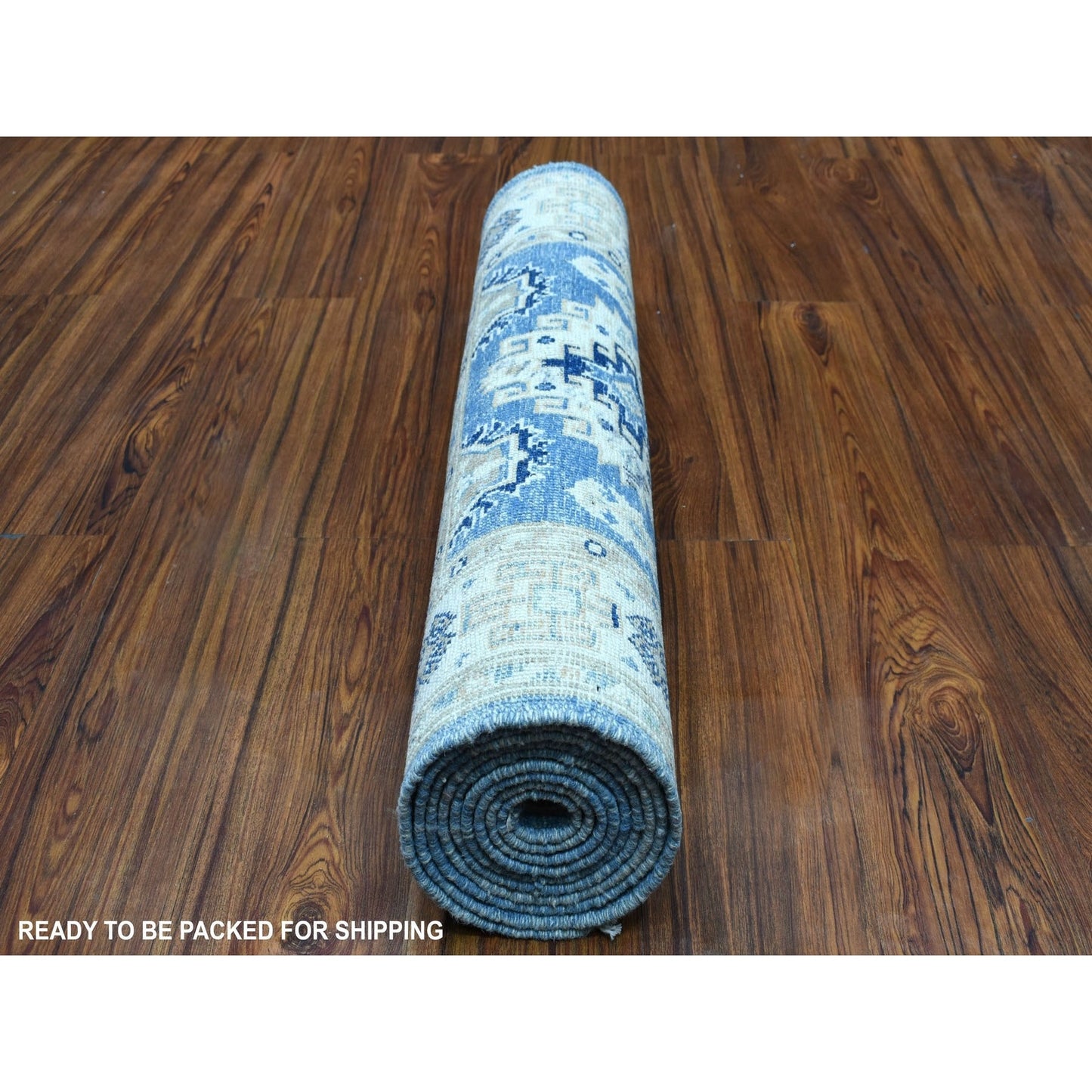 2'8"x9'6" All Over Design Hand Knotted Wool Vintage Look Kazak Runner Rug
