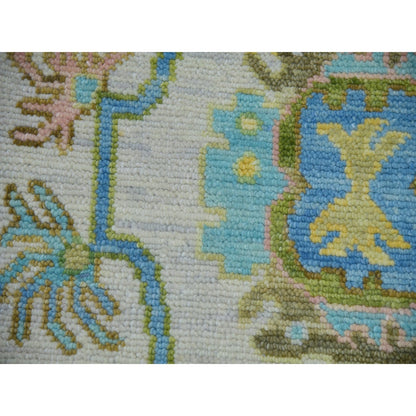 8'1"X10'4" Spring White Colorful Oushak Weave Hand Knotted 100% Wool Rug