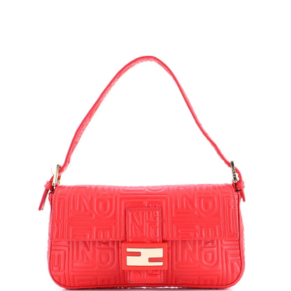 Fendi Baguette Bag Logo Embossed Leather Small