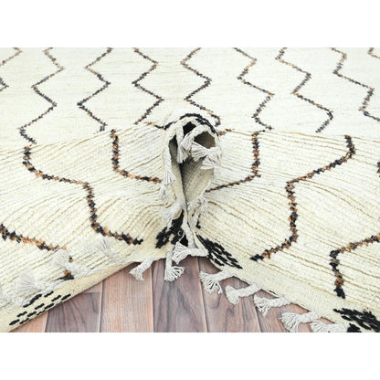 8'2"X10'5" Ivory Moroccan Berber Pure Wool Hand Knotted Oriental Rug