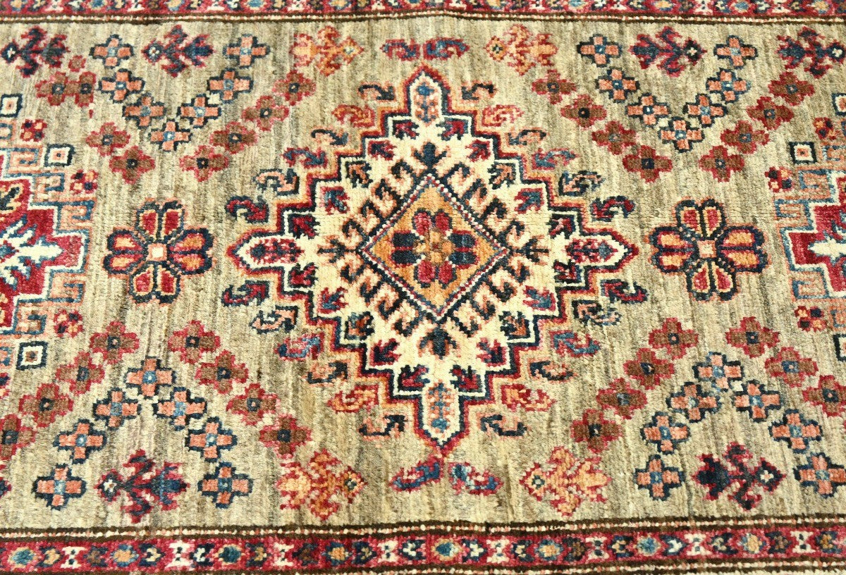 Tribal Geometric Kazak Oriental Rug Small Farmhouse Bedroom Carpet 3X4 ft