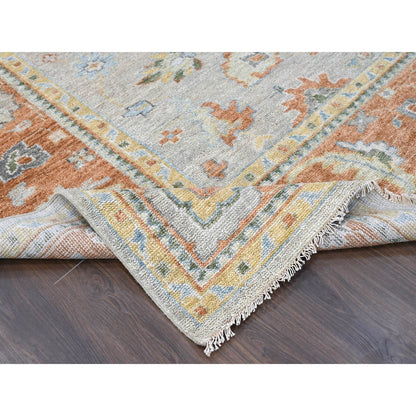 11'10"X14'9" Tan Color Oushak Design Wool Hand Knotted Oversized Rug
