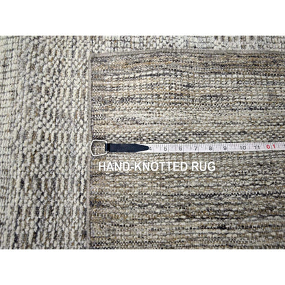 2'7"X6'2" Brown Hand Knotted Rug Pure Wool Oxidized Grass Design Runner