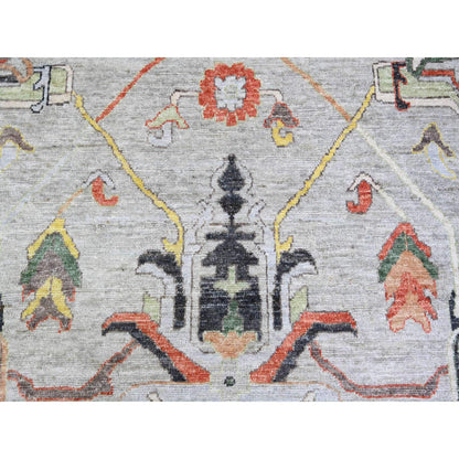 11'9"X11'9" Gray Afghan Angora Oushak Wool Hand Knotted Square Rug
