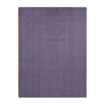 8'X10'1" Liserian Purple Hand Loomed Pure Wool Tone On Tone Oriental Rug