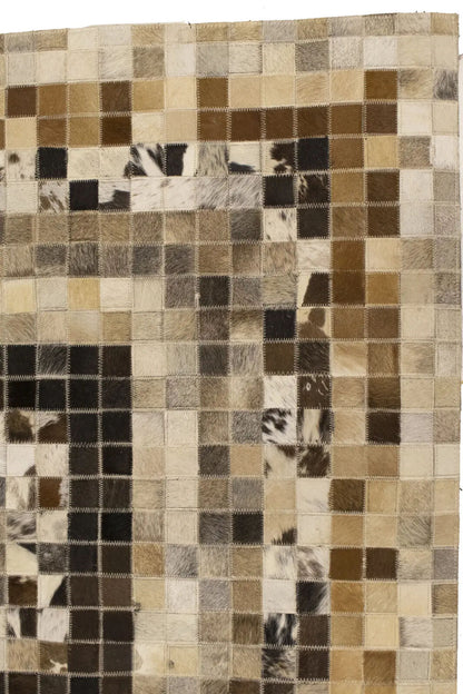 Hand-Crafted Modern Cowhide Leather Rug