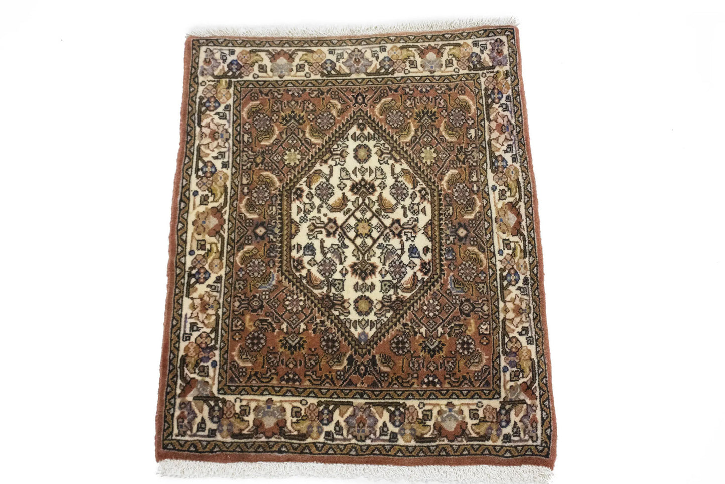 Handmade Vintage Wool Oriental Rug Cinnamon Clay Tribal Small Carpet 2X2'4 ft