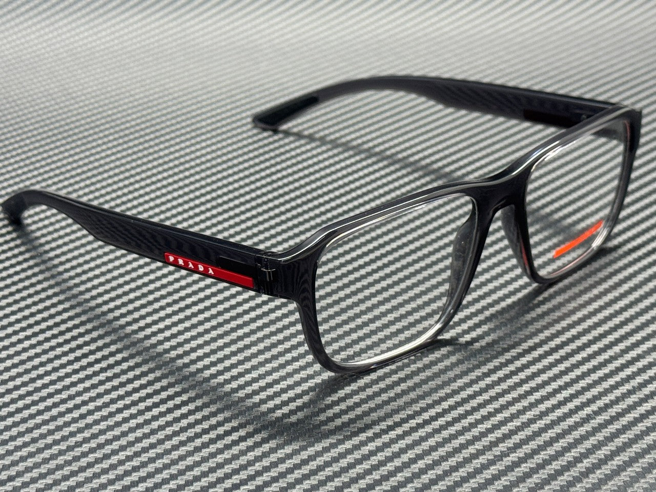 PRADA LINEA ROSSA PS 05RV 01D1O1 Transparent Grey Men's 54 mm Eyeglasses