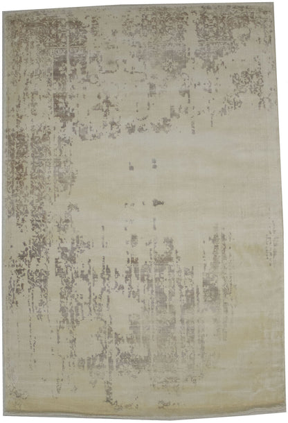 Distressed Cream Floral Design 4X6 Hand-Loomed