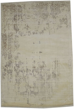 Distressed Cream Floral Design 4X6 Hand-Loomed