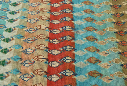 Multicolored Semi-Antique Tribal Oriental Runner