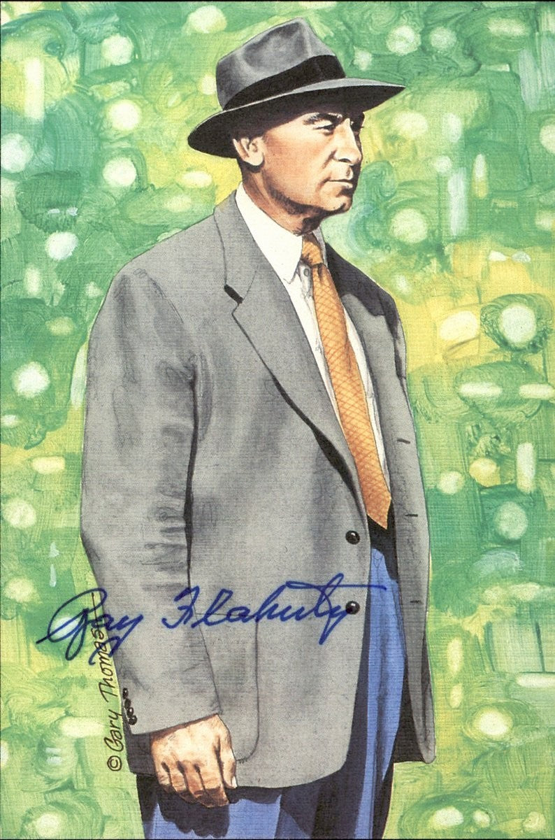 Ray Flaherty Redskins HOF Autographed Goal Line Art GLAC Postcard JSA