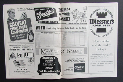 1951 NBA Program Baltimore Bullets vs. New York Knickerbockers 198269