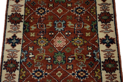 Small Hand-Knotted Floral Area Rug Oriental