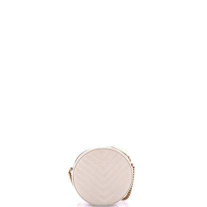 Saint Laurent Vinyle Round Camera Bag Matelasse Chevron Leather