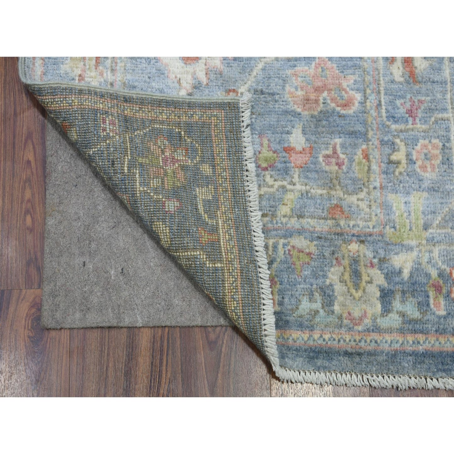 2'6"X19'2" Deim Blue Hand Knotted Angora Oushak Xl Runner Afghan Wool Rug