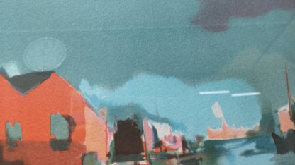 Marcel Mouly "View Of The Harbor" Original Lithograph Signed, Limited Edition